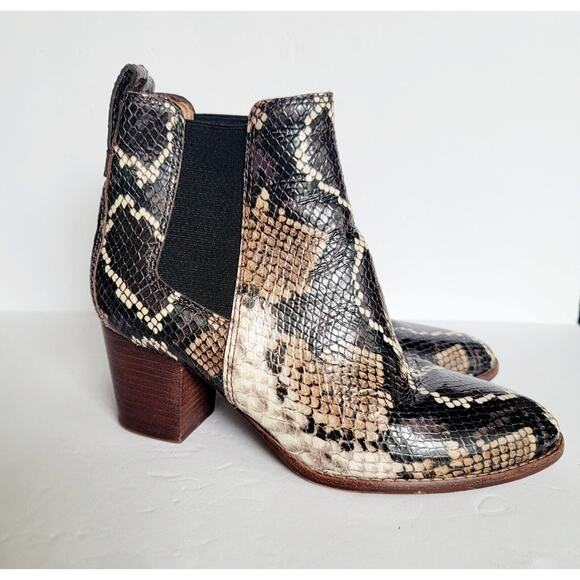 Madewell The Regan Boot in Snake Embossed Leather Size 6 Gently Worn Brazil - Picture 1 of 6